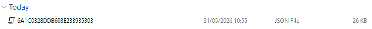 Downloaded HammerDB JSON artifact file