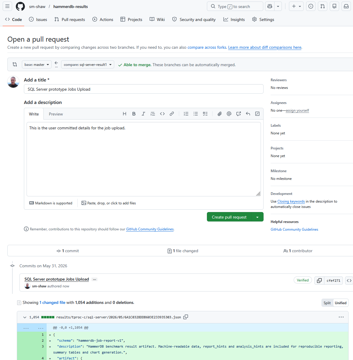 GitHub pull request for the submitted result